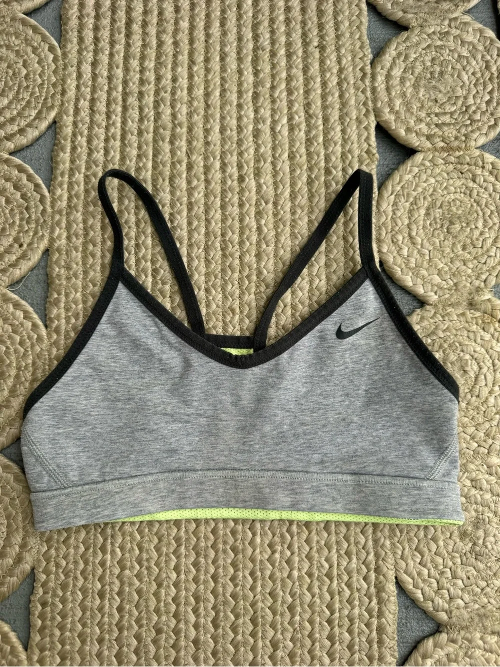 Nike Reversible Gray Neon Yellow Green Sports Bra Size XS
